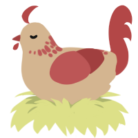 Acrylic, a beige and red chicken with a neck-speckle pattern