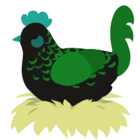 sinbird, a sable and leaf chicken with a half-lace pattern