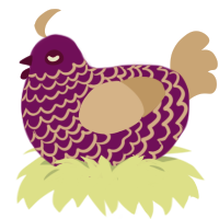 A plum and beige chicken with a lace pattern