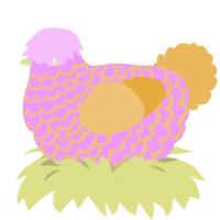 A lavender and honey chicken with a lace pattern