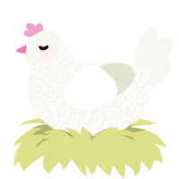 Linen, a white chicken with a double-lace pattern