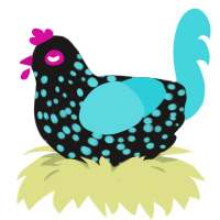 A sable and aqua chicken with a speckle pattern