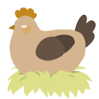 A beige and bark chicken