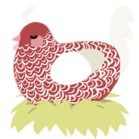 cherrycheescake, a red and white chicken with a double-lace pattern