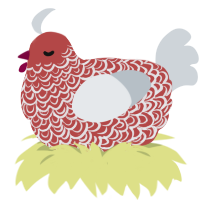Butcher Vanity, a red and mist chicken with a double-lace pattern