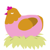 (unnamed), a pink and ochre chicken with a head pattern