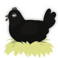 A black and sable chicken with a head pattern