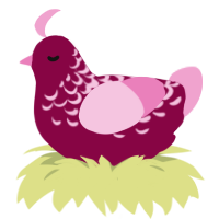 twizzler, a maroon and pink chicken with a half-lace pattern