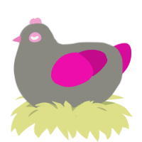 Destaturated, a ash and fuchsia chicken