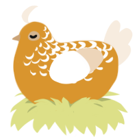 A orange and cream chicken with a half-lace pattern