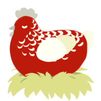 Candycane Cookie, a red and white chicken with a half-lace pattern