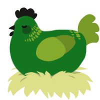 A leaf and chartreuse chicken with a neck-band pattern
