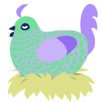 Ivy, a spring and lilac chicken with a lace pattern