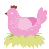 Pinkie, a pink chicken with a half-lace pattern