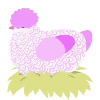 Lavelle, a white and lavender chicken with a double-lace pattern