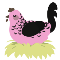 Goth fairy, a pink and black chicken with a half-lace pattern