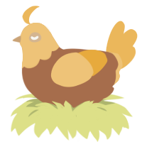 Miss Eggy, a brown and honey chicken with a head pattern