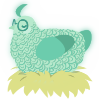 Mint, a mint and turquoise chicken with a double-lace pattern