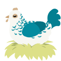 A white and sea chicken with a half-lace pattern