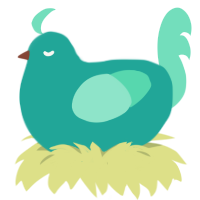 A turquoise and mint chicken