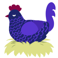 Barry, a navy and indigo chicken with a lace pattern