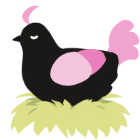 A sable and pink chicken