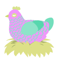 Very pastel, a lavender and mint chicken with a lace pattern