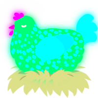 A spring and sky chicken with a speckle pattern