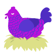 A amethyst and indigo chicken with a lace pattern