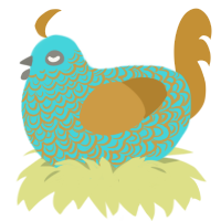 (unnamed), a aqua and gold chicken with a double-lace pattern