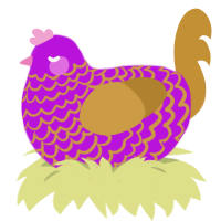 A amethyst and gold chicken with a lace pattern