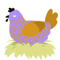 A lilac and ochre chicken with a lace pattern