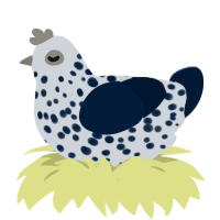 Minna, a mist and tumblr chicken with a speckle pattern