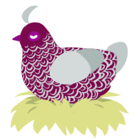 Kelsie, a wine and silver chicken with a double-lace pattern