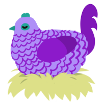 A lilac and violet chicken with a lace pattern