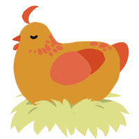 A orange and vermilion chicken with a neck-speckle pattern