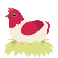 A cream and crimson chicken with a head pattern