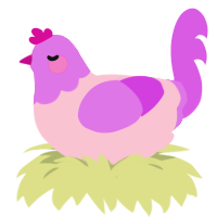 Pipchique, a rose and orchid chicken with a head pattern