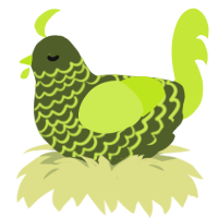 Emily, a olive and lime chicken with a lace pattern