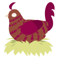 A russet and maroon chicken with a bar pattern