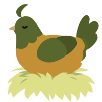 Nanna stem, a gold and olive chicken with a head pattern