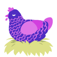 A indigo and orchid chicken with a lace pattern