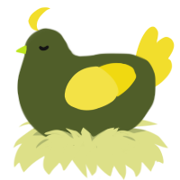 Peridot, a olive and yellow chicken