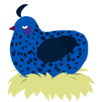 A ultramarine and tumblr chicken with a speckle pattern