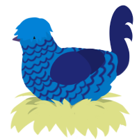 Blue da ba de, a sapphire and navy chicken with a lace pattern