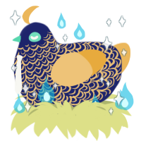 A navy and honey chicken with a double-lace pattern