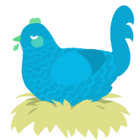 A cerulean chicken with a lace pattern