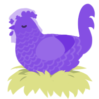 A blurple chicken with a lace pattern