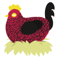 Arthur, a crimson and sable chicken with a double-lace pattern