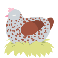 A mist and russet chicken with a speckle pattern